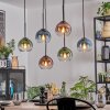 Koyoto Suspension, Boule lumineuse, Suspension Bleu, Vert, Clair, Cuivré, 6 lumières