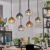 Koyoto Suspension, Boule lumineuse, Suspension Bleu, Or, Clair, Cuivré, Fumé, 6 lumières