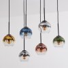 Koyoto Suspension, Boule lumineuse, Suspension Bleu, Or, Clair, Cuivré, Fumé, 6 lumières