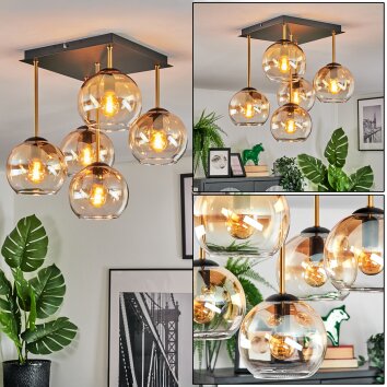 Koyoto Plafonnier, Boule lumineuse Or, Noir, 5 lumières
