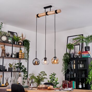 Koyoto Suspension, Boule lumineuse, Suspension Écru, Noir, 3 lumières