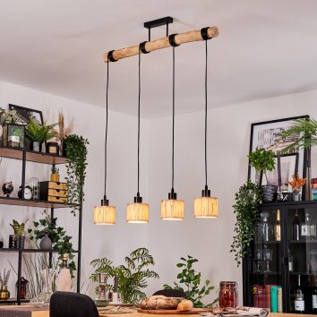 Bongal Suspension, Suspension Écru, Noir, 4 lumières