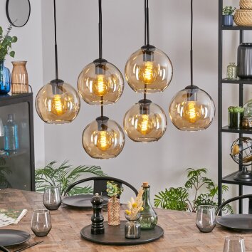 Koyoto Suspension, Boule lumineuse, Suspension Ambre, 6 lumières