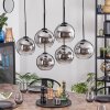 Koyoto Suspension, Boule lumineuse, Suspension Chrome, Clair, Fumé, 6 lumières