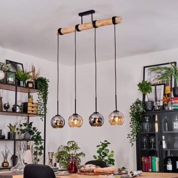 Koyoto Suspension, Boule lumineuse, Suspension Écru, Noir, 4 lumières