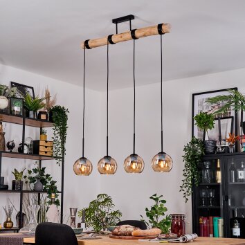 Koyoto Suspension, Boule lumineuse, Suspension Écru, Noir, 4 lumières