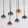 Koyoto Suspension, Boule lumineuse, Suspension Bleu, Or, Vert, Clair, Cuivré, 6 lumières