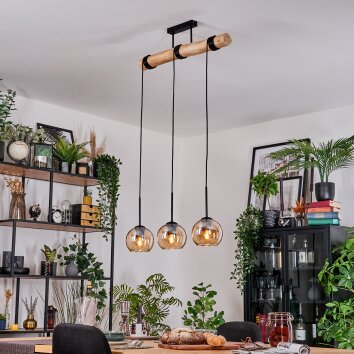 Koyoto Suspension, Boule lumineuse, Suspension Écru, Noir, 3 lumières