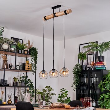 Koyoto Suspension, Boule lumineuse, Suspension Écru, Noir, 3 lumières