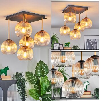 Koyoto Plafonnier, Boule lumineuse Or, Noir, 5 lumières