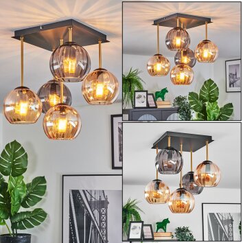 Koyoto Plafonnier, Boule lumineuse Or, Noir, 5 lumières