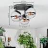 Gastor Plafonnier, Boule lumineuse Chrome, Clair, Fumé, 3 lumières