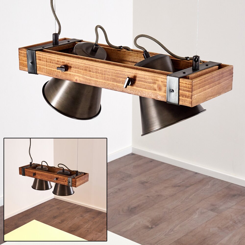 Suspension Oksbol Bois foncé, Noir, 2 lumières main product photo