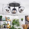 Gastor Plafonnier, Boule lumineuse Chrome, Clair, Fumé, 3 lumières