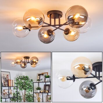 Gastor Plafonnier, Boule lumineuse 62 cm Ambre, Clair, Fumé, 6 lumières Gastor Plafonnier, Boule lumineuse 62 cm Ambre, Clair, Fumé, 6 lumières