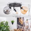 Gastor Plafonnier, Boule lumineuse Ambre, Chrome, Clair, Fumé, 3 lumières