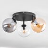Gastor Plafonnier, Boule lumineuse Ambre, Chrome, Clair, Fumé, 3 lumières