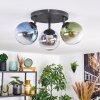 Gastor Plafonnier, Boule lumineuse Bleu, Chrome, Vert, Clair, Fumé, 3 lumières