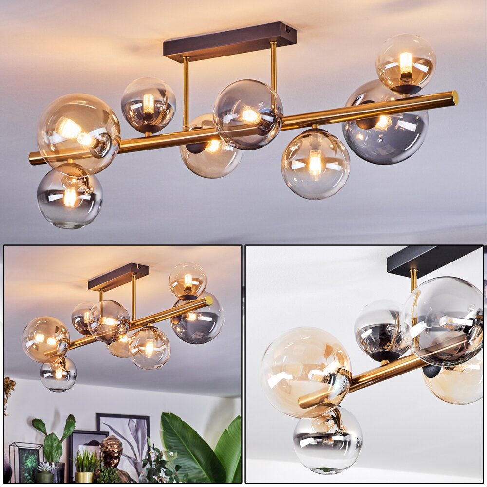 Chehalis Plafonnier, Boule lumineuse Or, Noir, 8 lumières main product photo