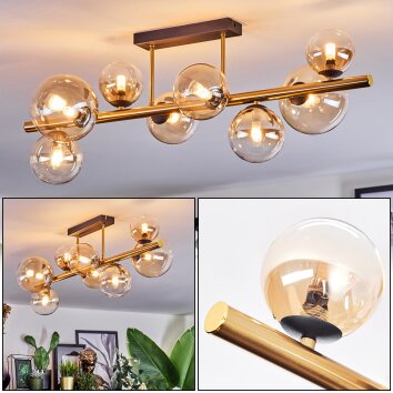 Chehalis Plafonnier, Boule lumineuse Or, Noir, 8 lumières