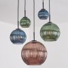 Koyoto Suspension, Boule lumineuse, Suspension Bleu, Vert, Cuivré, 5 lumières