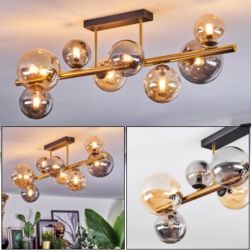 Chehalis Plafonnier, Boule lumineuse Or, Noir, 8 lumières