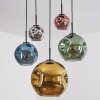 Ripoll Suspension, Boule lumineuse, Suspension Bleu, Chrome, Or, Vert, Cuivré, Fumé, 5 lumières
