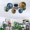Koyoto Plafonnier, Boule lumineuse 59 cm Bleu, Or, Vert, 6 lumières