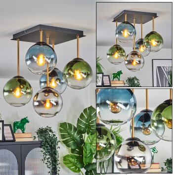 Gastor Plafonnier, Boule lumineuse Or, Noir, 5 lumières