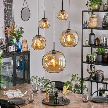 Ripoll Suspension, Boule lumineuse, Suspension Ambre, 5 lumières