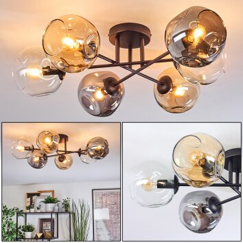 Ripoll Plafonnier, Boule lumineuse Ambre, Clair, Fumé, 6 lumières