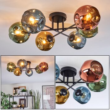 Ripoll Plafonnier, Boule lumineuse Bleu, Or, Vert, Cuivré, 6 lumières
