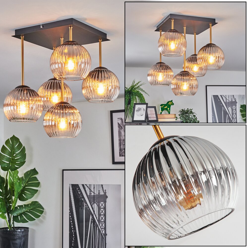 Ripoll Plafonnier, Boule lumineuse Or, Noir, 5 lumières main product photo