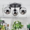 Chehalis Plafonnier, Boule lumineuse 48.5 cm Chrome, Fumé, 3 lumières