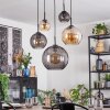 Koyoto Suspension, Boule lumineuse, Suspension Ambre, Fumé, 5 lumières