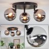 Chehalis Plafonnier, Boule lumineuse 44 cm Chrome, Fumé, 3 lumières