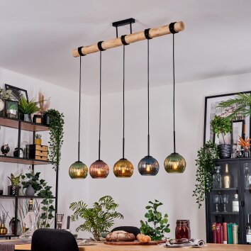 Koyoto Suspension, Boule lumineuse, Suspension Écru, Noir, 5 lumières
