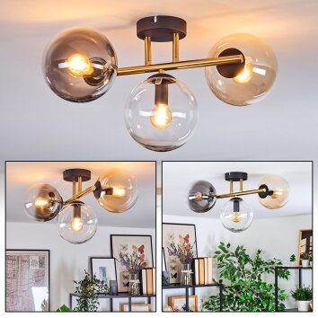 Gastor Plafonnier, Boule lumineuse Or, Noir, 3 lumières