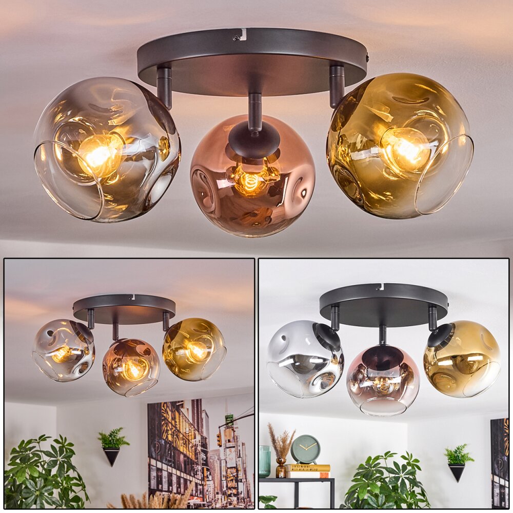 Ripoll Plafonnier, Boule lumineuse Chrome, Or, Clair, Cuivré, Fumé, 3 lumières main product photo