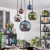 Koyoto Suspension, Boule lumineuse, Suspension Bleu, Chrome, Vert, Cuivré, Fumé, 5 lumières