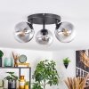Gastor Plafonnier, Boule lumineuse 25 cm Clair, Fumé, 3 lumières