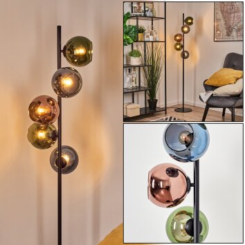 Koyoto Boule lumineuse, Lampadaire 31 cm Bleu, Vert, Cuivré, 5 lumières