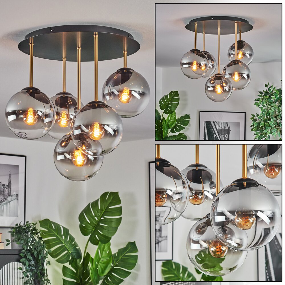 Gastor Plafonnier, Boule lumineuse Laiton, Noir, 5 lumières main product photo