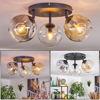 Ripoll Plafonnier, Boule lumineuse Ambre, Clair, Fumé, 3 lumières