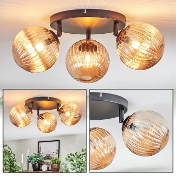 Chehalis Plafonnier, Boule lumineuse 48.5 cm Ambre, 3 lumières