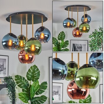 Koyoto Plafonnier, Boule lumineuse 45 cm Laiton, Noir, 5 lumières