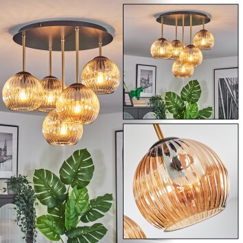 Ripoll Plafonnier, Boule lumineuse Laiton, Noir, 5 lumières