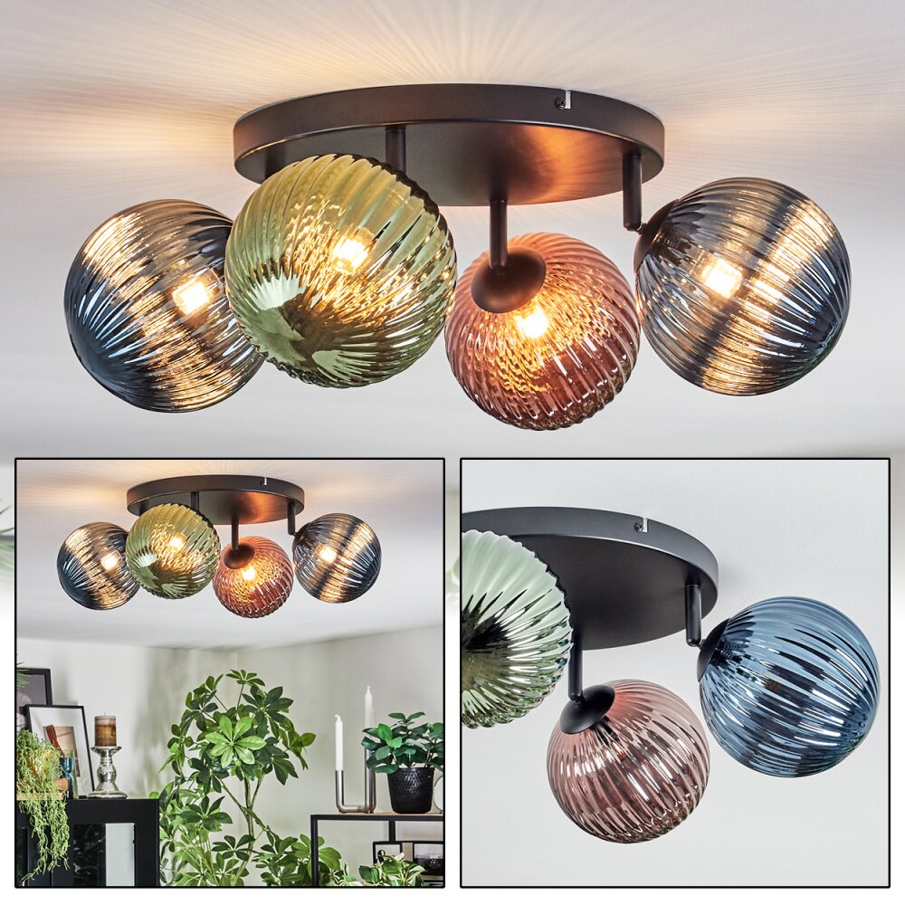 Chehalis Plafonnier, Boule lumineuse 30 cm Bleu, Vert, Cuivré, 4 lumières main product photo
