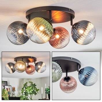 Chehalis Plafonnier, Boule lumineuse 30 cm Bleu, Vert, Clair, Cuivré, 4 lumières