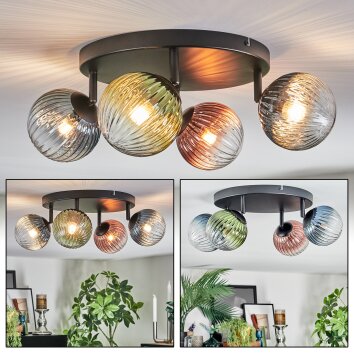 Chehalis Plafonnier, Boule lumineuse Bleu, Vert, Clair, Cuivré, 4 lumières